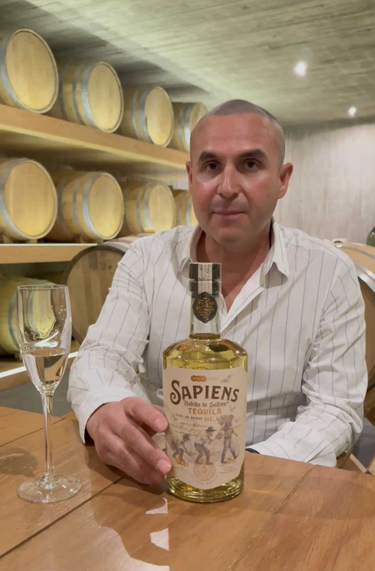Enrique Legorreta, Master Tequilero of Sapiens, in the barrel cellar